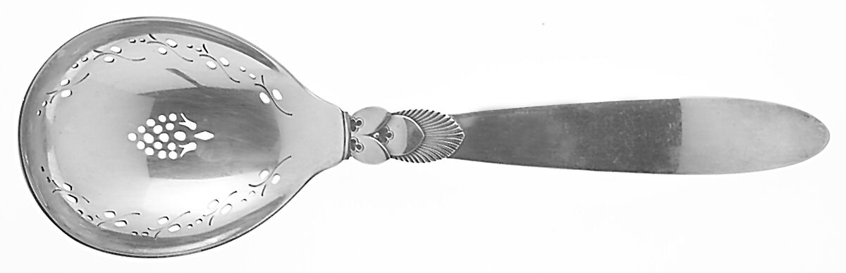 Cactus (Sterling, 1930) Pierced Berry/Casserole Spoon by Georg Jensen (Denmark)-1
