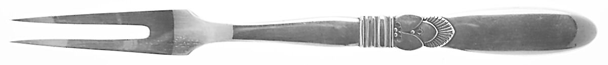 Cactus (Sterling, 1930) Large 2-Tine Cold Meat Serving Fork by Georg Jensen (Denmark)-1