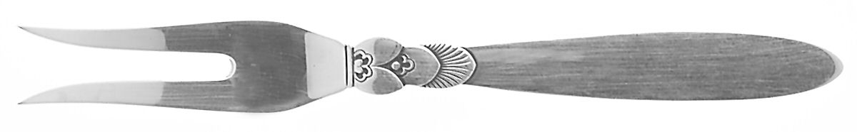 Cactus (Sterling, 1930) 2-Tine Cold Cut Serving Fork by Georg Jensen (Denmark)-1