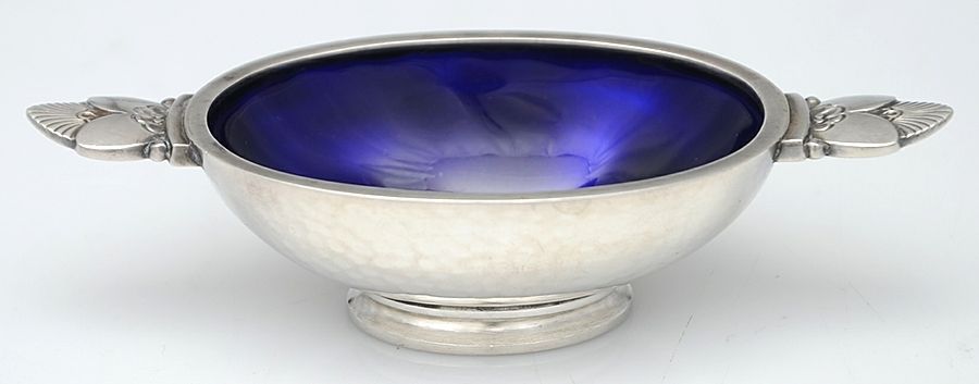 Cactus (Sterling, 1930) Enameled Open Salt Master by Georg Jensen (Denmark)-1