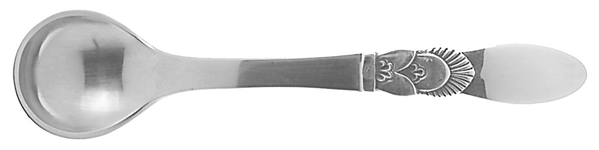 Cactus (Sterling, 1930) Mustard Spoon with Stainless Bowl by Georg Jensen (Denmark)-1