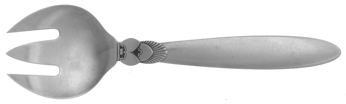 Cactus (Sterling, 1930) Large Solid Tined Sardine Serving Fork by Georg Jensen (Denmark)-1