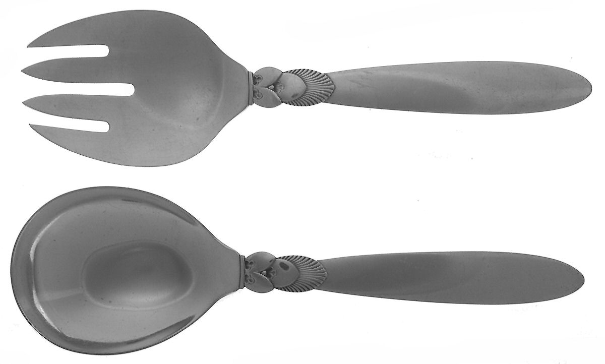 Cactus (Sterling, 1930) Medium Solid Serving Set by Georg Jensen (Denmark)-1