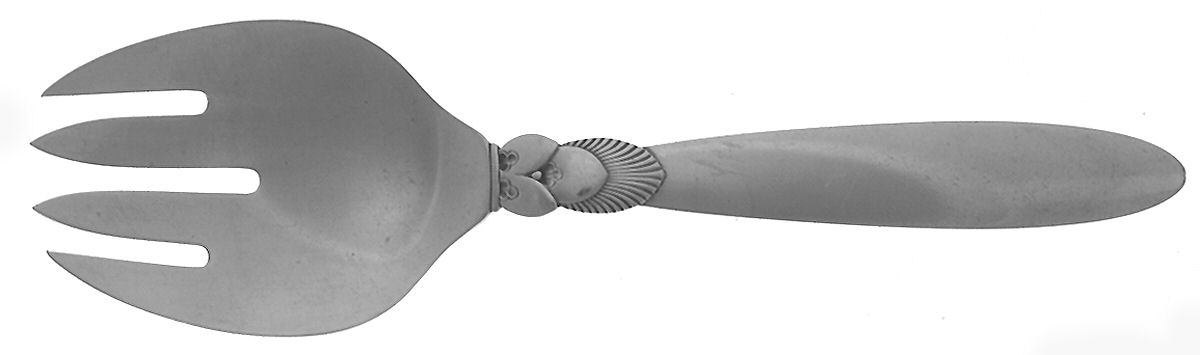 Cactus (Sterling, 1930) Medium Solid Serving Fork by Georg Jensen (Denmark)-1