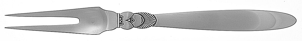 Cactus (Sterling, 1930) Medium 2-Tine Cold Meat Serving Fork by Georg Jensen (Denmark)-1