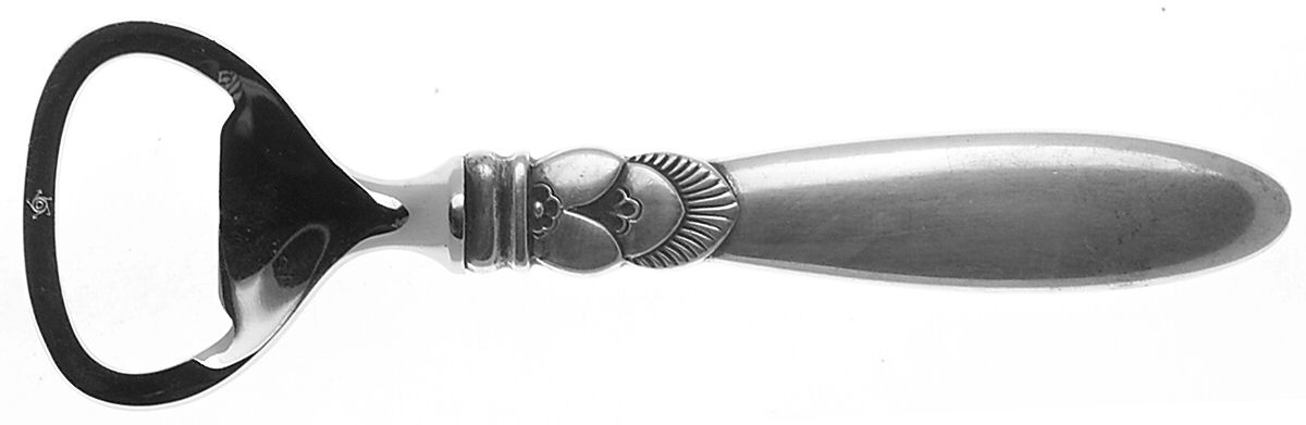 Cactus (Sterling, 1930) Bottle Opener with Stainless Bowl by Georg Jensen (Denmark)-1