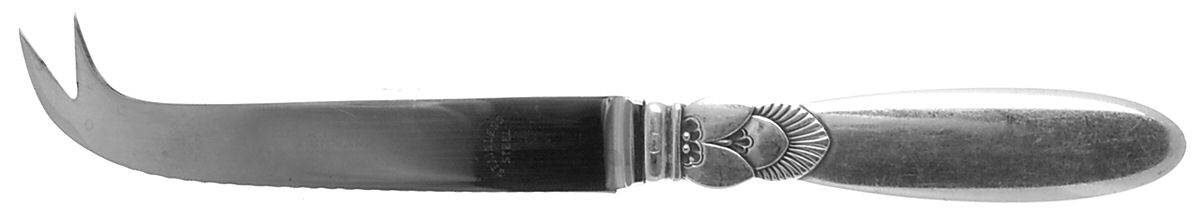 Cactus (Sterling, 1930) Cheese/Bar Knife Hollow Handle 2 Prong by Georg Jensen (Denmark)-1