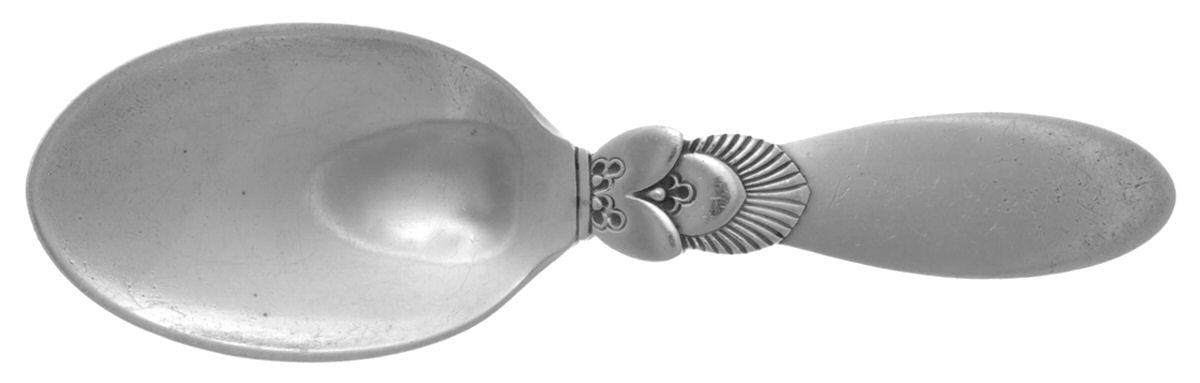 Cactus (Sterling, 1930) Straight Handle Baby Spoon by Georg Jensen (Denmark)-1