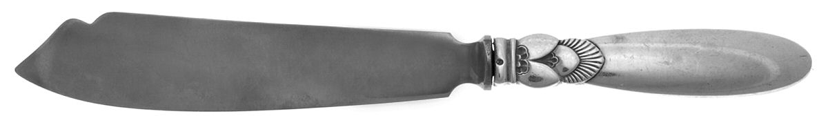 Cactus (Sterling, 1930) Large Cake Knife with Stainless Blade by Georg Jensen (Denmark)-1