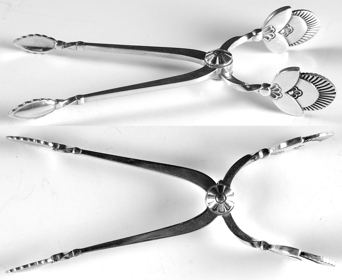Cactus (Sterling, 1930) Scissor Shape Sugar Tongs by Georg Jensen (Denmark)-1