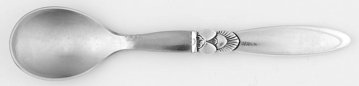 Cactus (Sterling, 1930) Egg Spoon with Stainless Bowl by Georg Jensen (Denmark)-1
