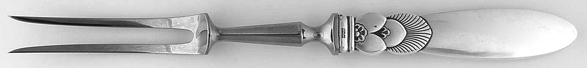 Cactus (Sterling, 1930) Small Steak Carving Fork with Stainless Prongs by Georg Jensen (Denmark)-1