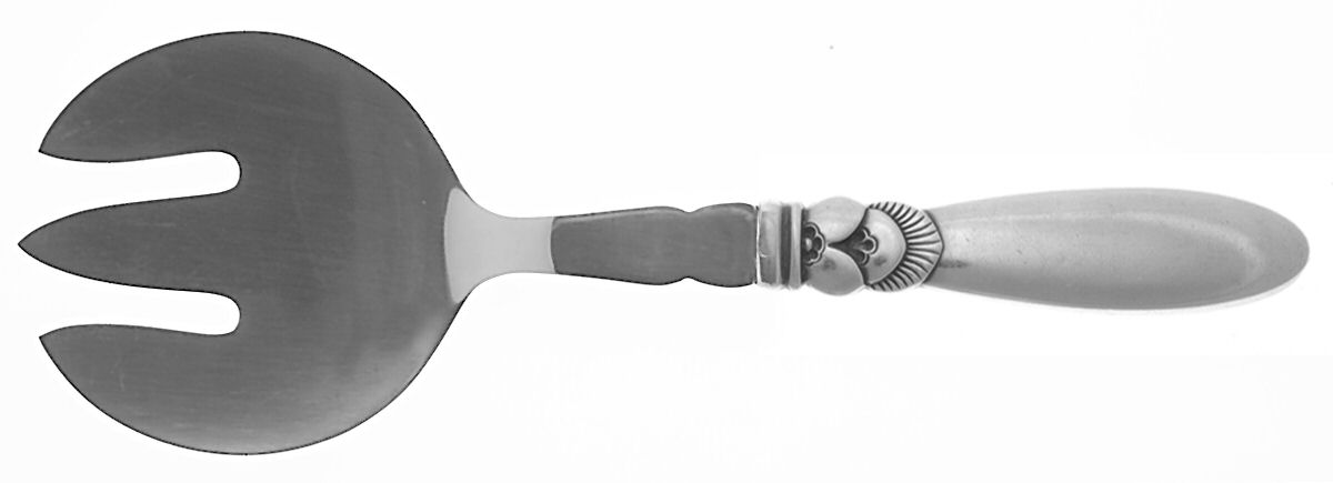 Cactus (Sterling, 1930) Serving Fork with Stainless Tines by Georg Jensen (Denmark)-1