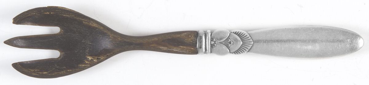 Cactus (Sterling, 1930) Relish Fork with Horn Tines by Georg Jensen (Denmark)-1