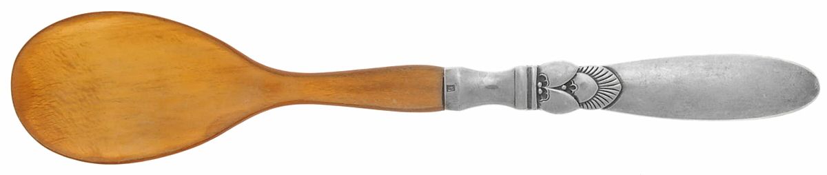 Cactus (Sterling, 1930) Medium Salad Serving Spoon with Horn Bowl by Georg Jensen (Denmark)-1