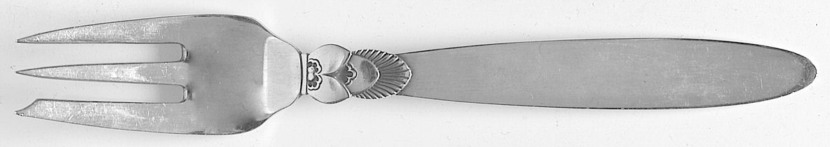 Cactus (Sterling, 1930) Pastry Fork by Georg Jensen (Denmark)-1