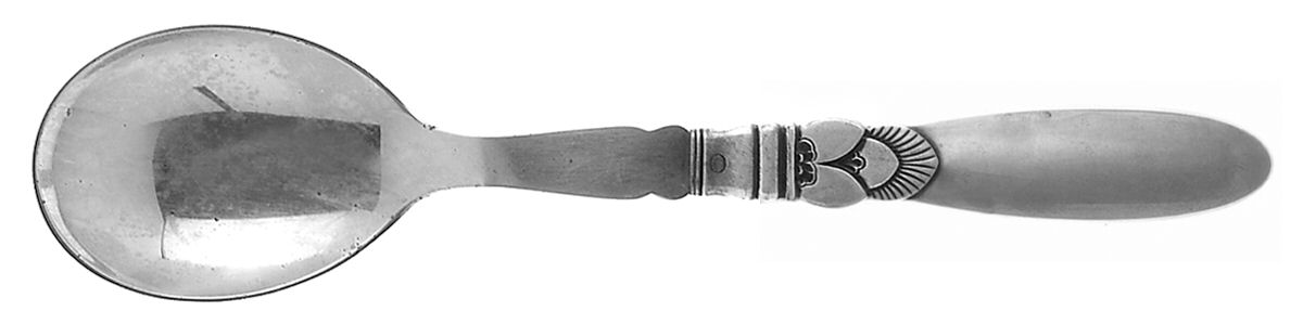 Cactus (Sterling, 1930) Salad Serving Spoon Stainless Bowl Medium by Georg Jensen (Denmark)-1