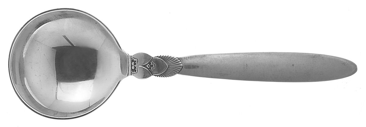 Cactus (Sterling, 1930) Round Bowl Soup Spoon (Cream Soup) by Georg Jensen (Denmark)-1