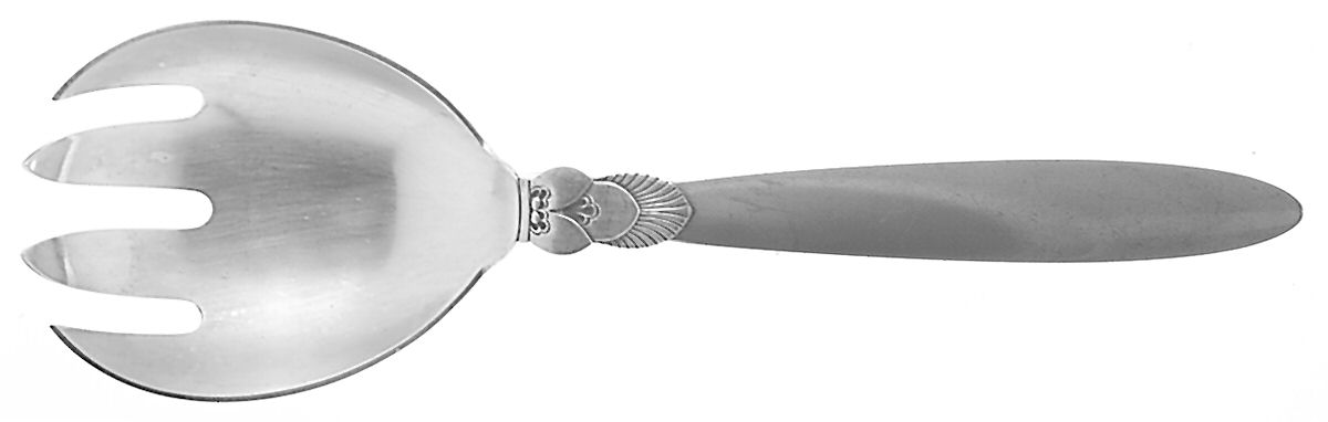Cactus (Sterling, 1930) Small Solid Serving Fork by Georg Jensen (Denmark)-1