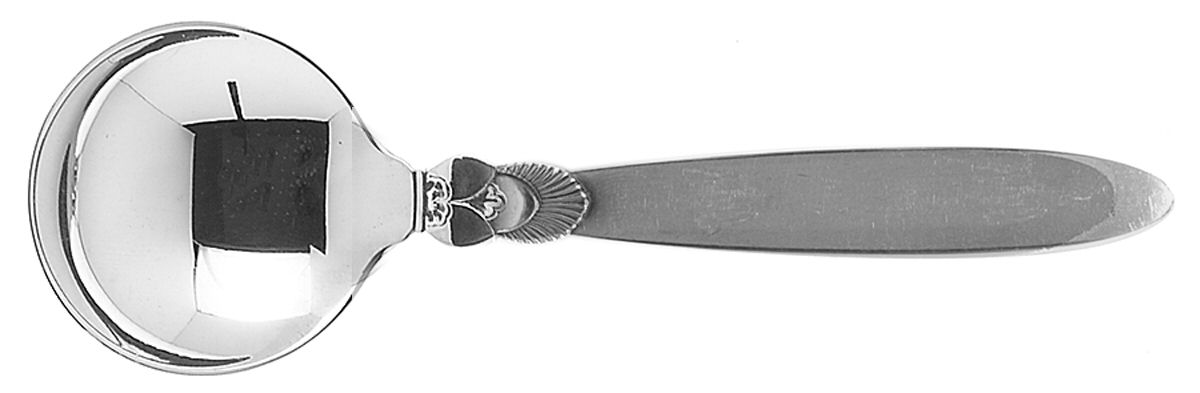 Cactus (Sterling, 1930) Round Bowl Soup Spoon (Bouillon) by Georg Jensen (Denmark)-1