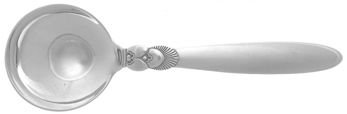Cactus (Sterling, 1930) Large Round Bowl Soup Spoon (Bouillon) by Georg Jensen (Denmark)-1