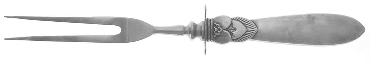 Cactus (Sterling, 1930) Small Steak Carving Fork with Stainless Prongs by Georg Jensen (Denmark)-1