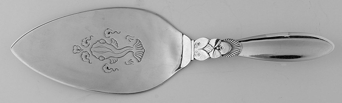 Cactus (Sterling, 1930) Large Solid Pierced Fish Knife by Georg Jensen (Denmark)-1