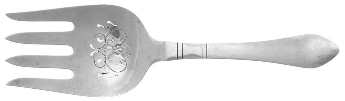 Continental (Sterling, 1908) Large Solid Fish Serving Fork by Georg Jensen (Denmark)-1