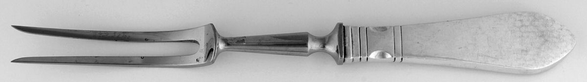 Continental (Sterling, 1908) Small Steak Carving Fork with Stainless Prongs by Georg Jensen (Denmark)-1