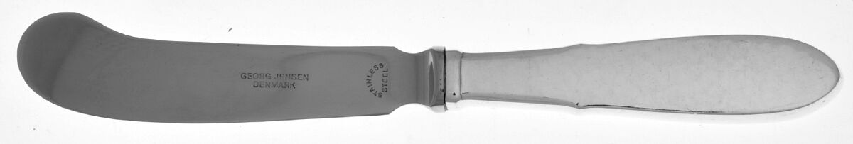 Mermaid (Silverplate) Butter Spreader Hollow Hdl-Paddle/Stainless Blade by Georg Jensen (Denmark)-1