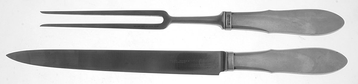 Mitra (Stainless) Large 2-Piece Roast Carving Set w/Stainless Blade by Georg Jensen (Denmark)-1
