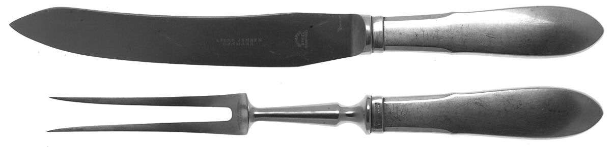 Mitra (Stainless) Small Stainless Blade 2-Piece Steak Carving Set by Georg Jensen (Denmark)-1
