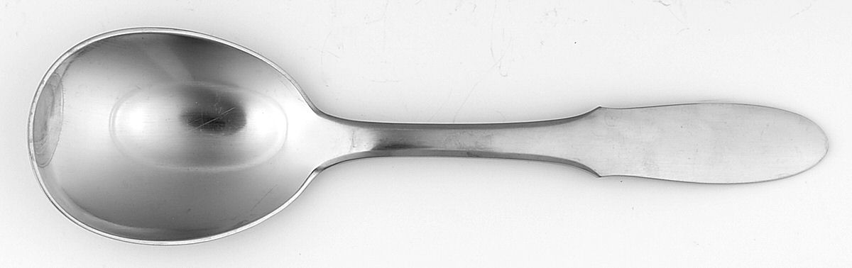 Mitra (Stainless) Solid Compote Serving Spoon by Georg Jensen (Denmark)-1