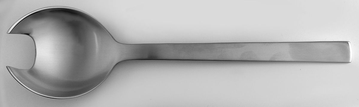 New York (Stainless) Solid Serving Fork by Georg Jensen (Denmark)-1