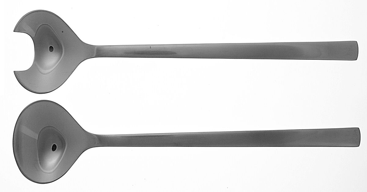 New York (Stainless) (2 Pc) Solid Salad Set by Georg Jensen (Denmark)-1