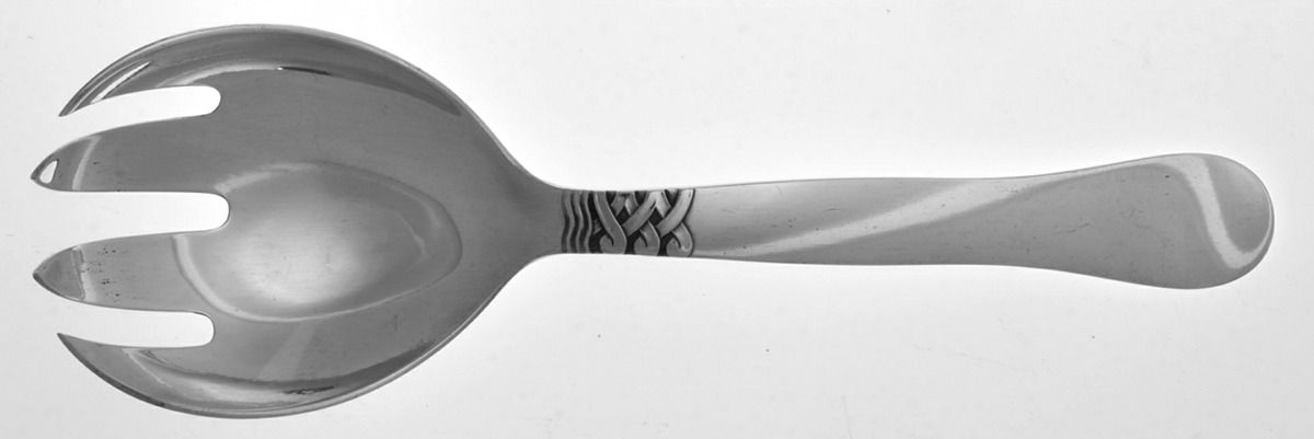 Nordic-Ladby (Sterling, 1927) Small Solid Serving Fork by Georg Jensen (Denmark)-1