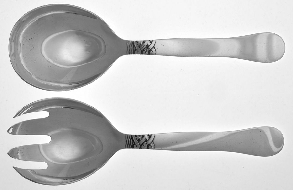 Nordic-Ladby (Sterling, 1927) Small Solid Serving Set by Georg Jensen (Denmark)-1