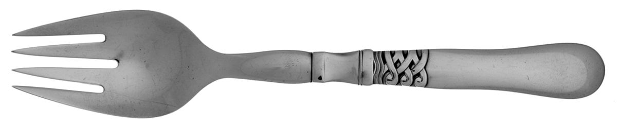Nordic-Ladby (Sterling, 1927) Salad Serving Fork,Hollow Handle,Sterling Bowl by Georg Jensen (Denmark)-1