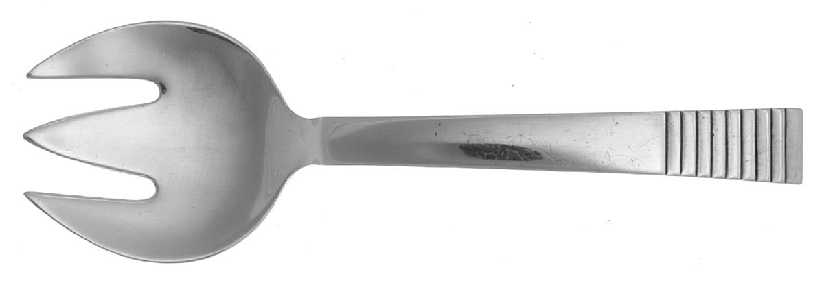 Parallel (Sterling, 1931) Large Solid Tined Sardine Serving Fork by Georg Jensen (Denmark)-1