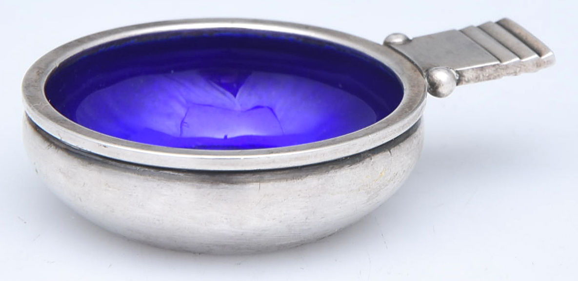 Parallel (Sterling, 1931) Enameled Salt Cellar Individual by Georg Jensen (Denmark)-1