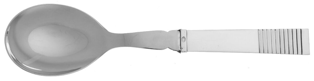 Parallel (Sterling, 1931) Salad Serving Spoon Stainless Bowl Medium by Georg Jensen (Denmark)-1