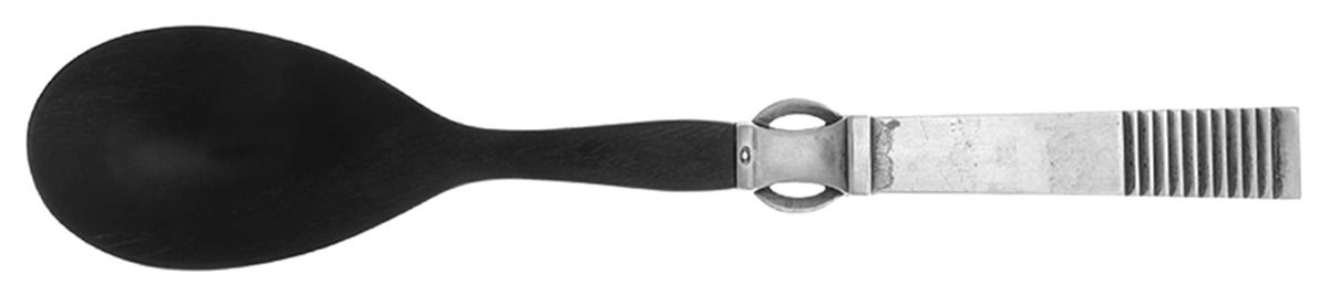 Parallel (Sterling, 1931) Salad Serving Spoon with Horn Bowl by Georg Jensen (Denmark)-1