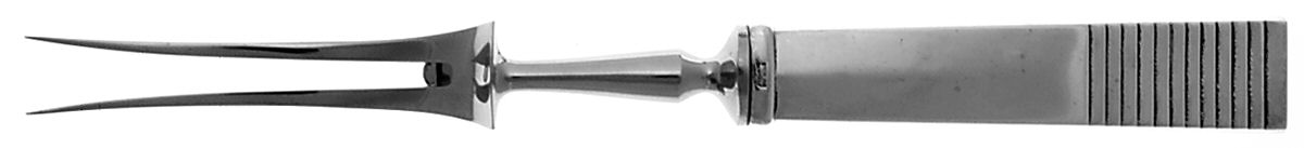 Parallel (Sterling, 1931) Large Stainless-Prong Roast Carving Fork by Georg Jensen (Denmark)-1