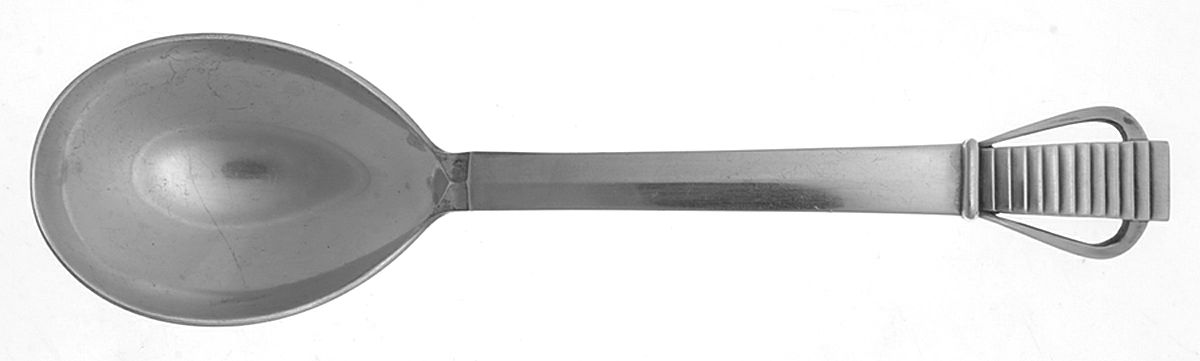 Parallel (Sterling, 1931) Solid Compote Serving Spoon by Georg Jensen (Denmark)-1