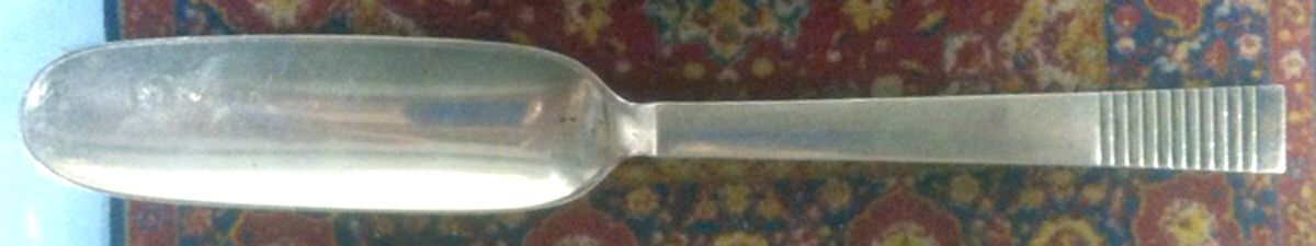 Parallel (Sterling, 1931) Solid Cheese Scoop by Georg Jensen (Denmark)-1