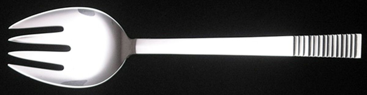 Parallel (Sterling, 1931) Medium Solid Sald Serving Fork by Georg Jensen (Denmark)-1