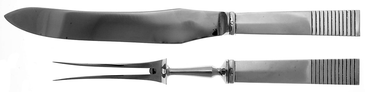 Parallel (Sterling, 1931) Large 2-Piece Roast Carving Set w/Stainless Blade by Georg Jensen (Denmark)-1