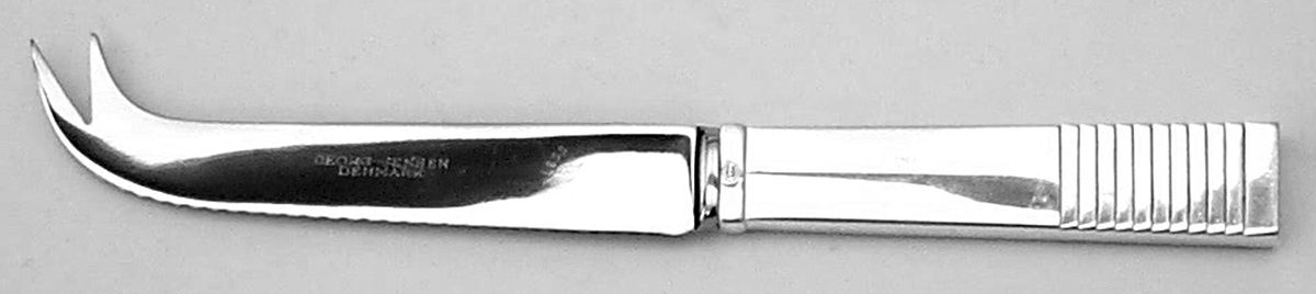 Parallel (Sterling, 1931) Cheese/Bar Knife Hollow Handle 2 Prong by Georg Jensen (Denmark)-1
