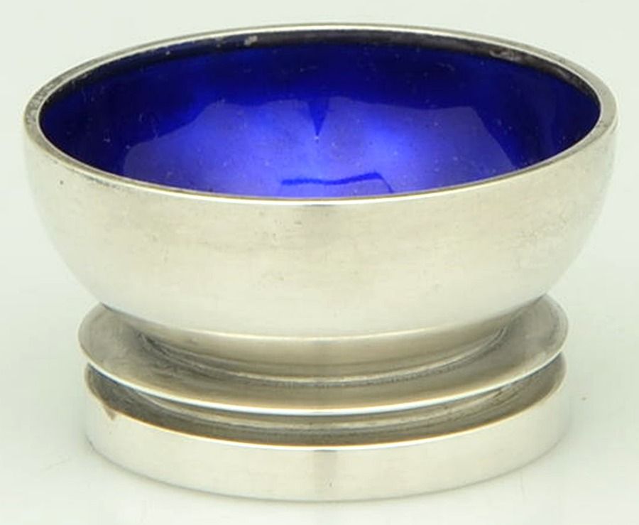 Pyramid (Sterling, 1927) Enameled Salt Cellar Individual by Georg Jensen (Denmark)-1