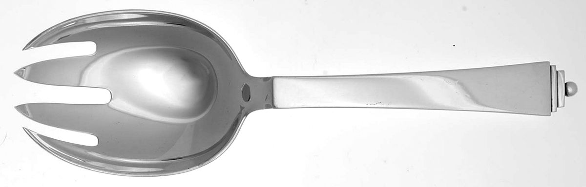 Pyramid (Sterling, 1927) Medium Solid Serving Fork by Georg Jensen (Denmark)-1